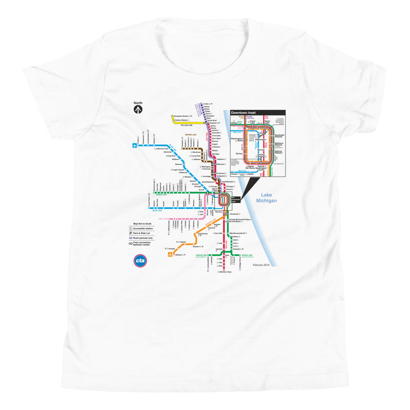 CTA Rail Map Youth T-Shirt