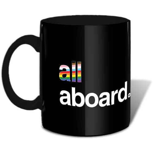 All Aboard (on Black) Mug