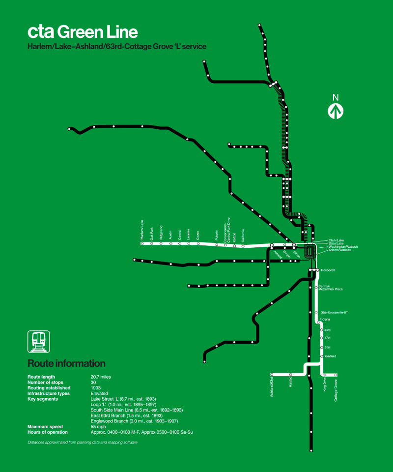 CTA Green Line Art Print – CTAGifts.com cta-green-line-art-print-ctagifts-com