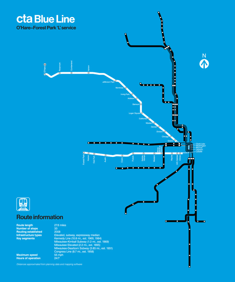 Print Cta CTA Blue Line Art Print – CTAGifts.com
