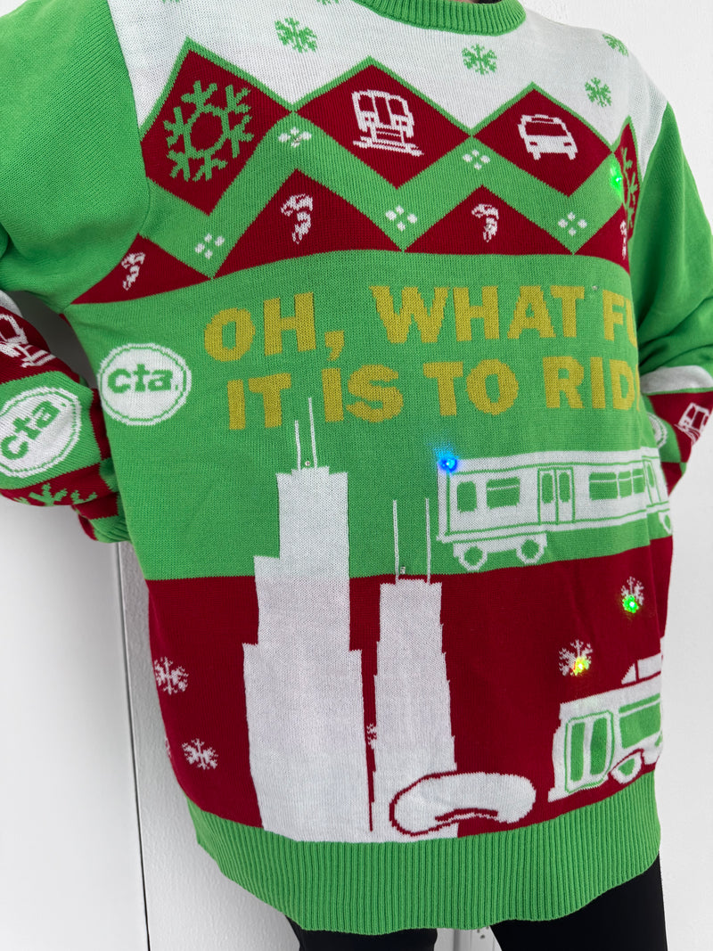 CTA 2025 Holiday Train & Bus Holiday Light Up Sweater (Pre-Order)