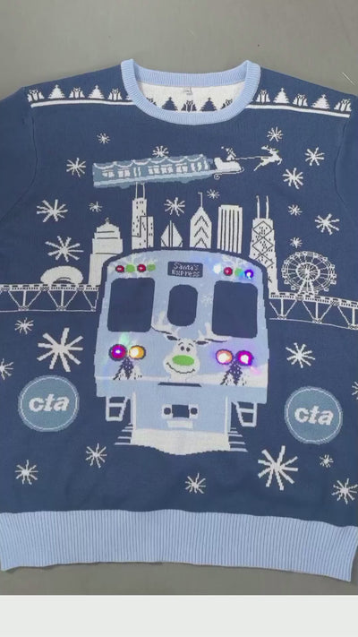 CTA 2024 Holiday Train & Bus Holiday Light Up Sweater