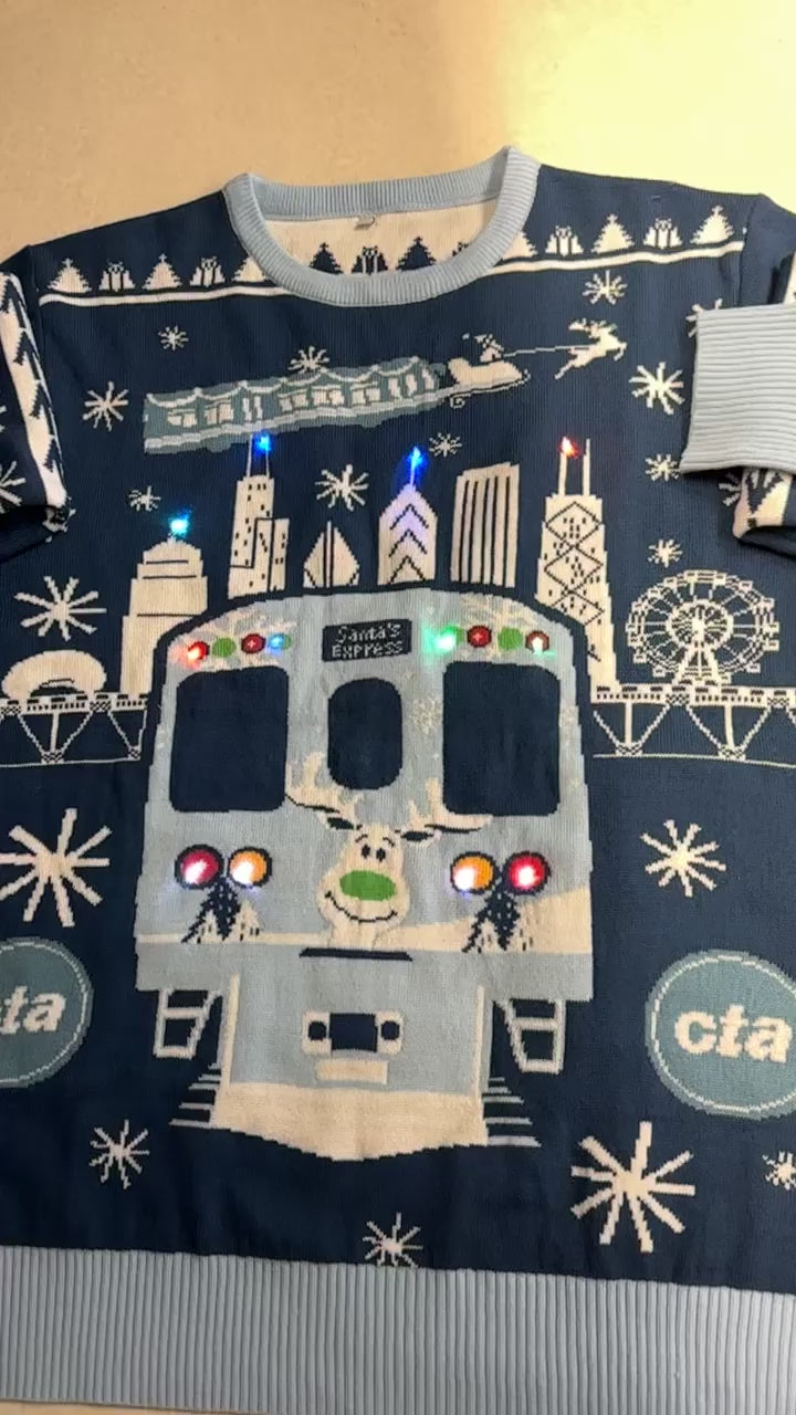 CTA 2024 Holiday Train & Bus Holiday Light Up Sweater