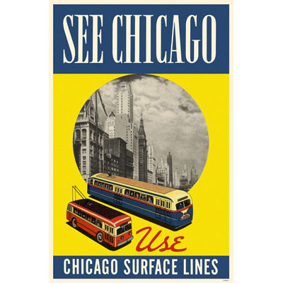 Chicago Surface Lines Blue Yellow Print - CTAGifts.com