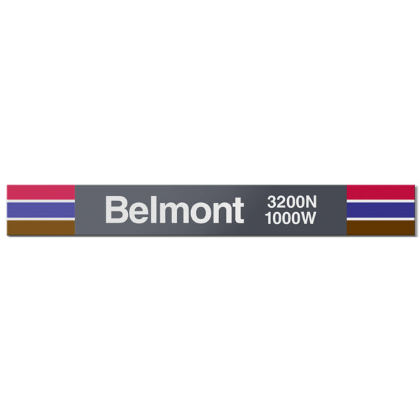 Belmont (Red Brown Purple) Station Sign - CTAGifts.com