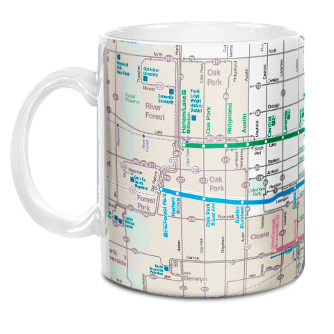 CTA Bus & Rail Map Mug - CTAGifts.com
