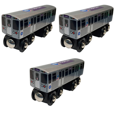 Purple Line 3 Pack (Save $3.00) Wooden Trains - CTAGifts.com