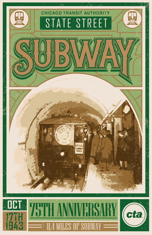State Street Subway 75 Anniversary (Green) Print - CTAGifts.com
