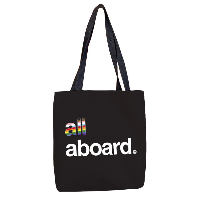 All Aboard (on Black) Tote Bag