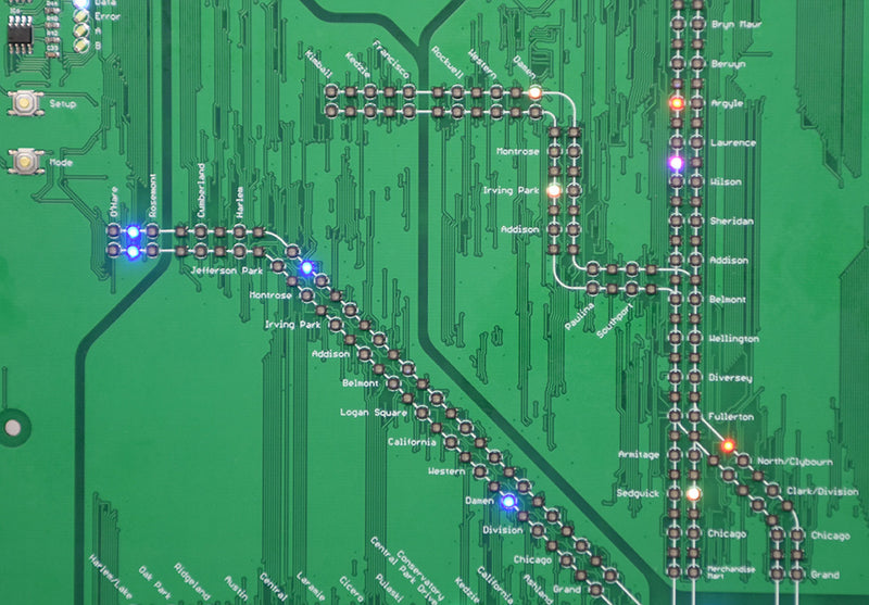 Mapa digital LED TrainTrackr Chicago
