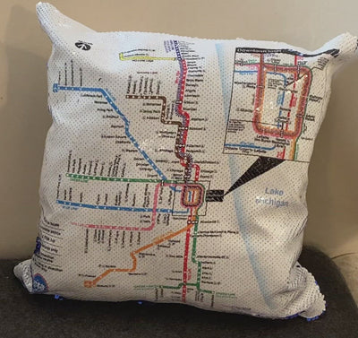 'L' Map Sequin Pillow